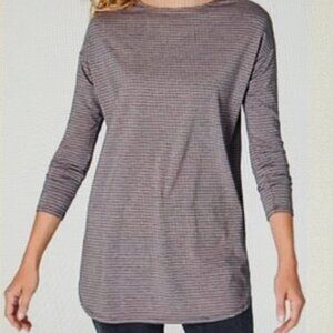 J. Jill Striped Luxe Supima Tunic Top Gray Pink M Soft